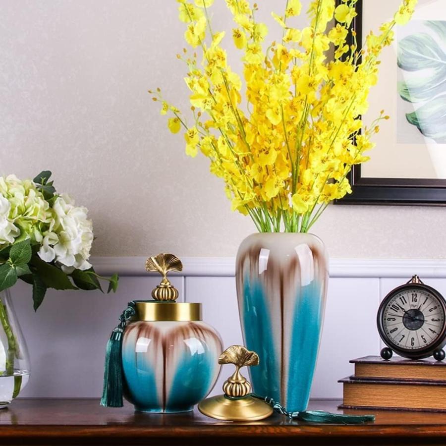 【並行輸入品】Ginger Jar Vase for Decor Blue Ceramic Vases Ginger Jar with Lidの画像