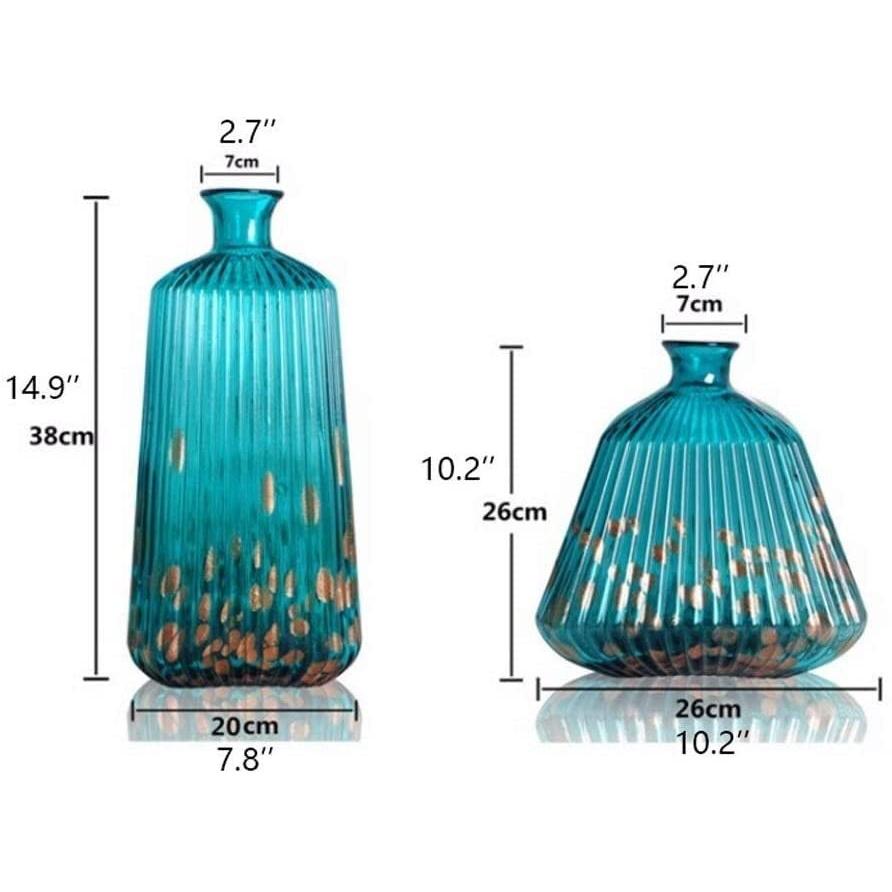 【並行輸入品】Flower Vase for Living Room Flower Vase Blue Stripes Glass Vaseの画像