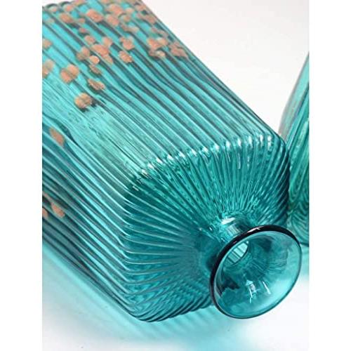 【並行輸入品】Flower Vase for Living Room Flower Vase Blue Stripes Glass Vaseの画像