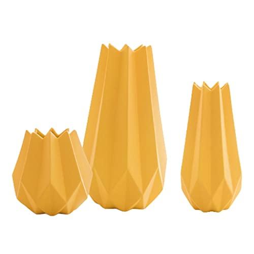【並行輸入品】Flower Vase for Living Room 3pcs Ceramic Geometric Origami Vaseの画像