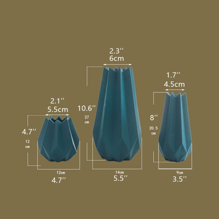【並行輸入品】Flower Vase for Living Room 3pcs Ceramic Geometric Origami Vaseの画像