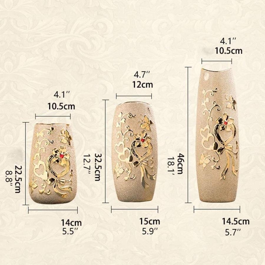 【並行輸入品】CCNGDS Flower Vase for Living Room Flower Vase Golden Ceramic Vaの画像