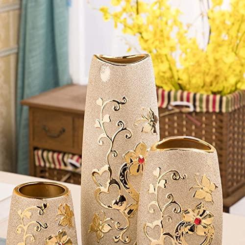 【並行輸入品】CCNGDS Flower Vase for Living Room Flower Vase Golden Ceramic Vaの画像