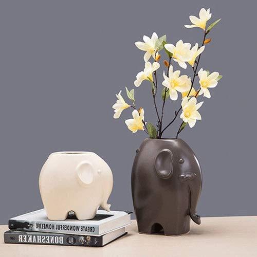【並行輸入品】Elephant Animal Ceramic Vase Flower Arrangement European Creativの画像