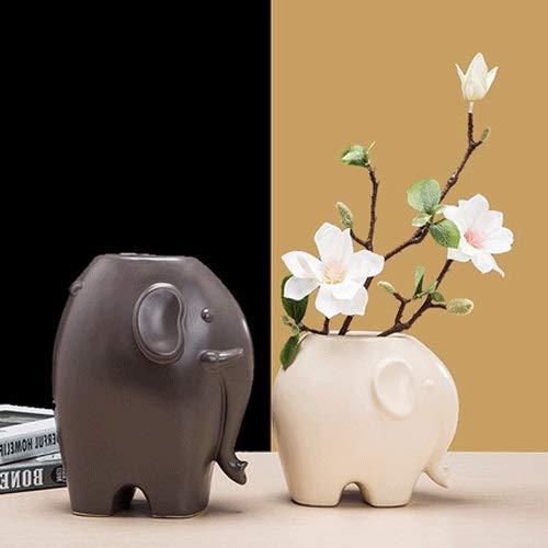 【並行輸入品】Elephant Animal Ceramic Vase Flower Arrangement European Creativの画像