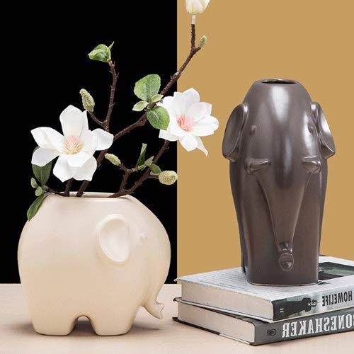 【並行輸入品】Elephant Animal Ceramic Vase Flower Arrangement European Creativの画像