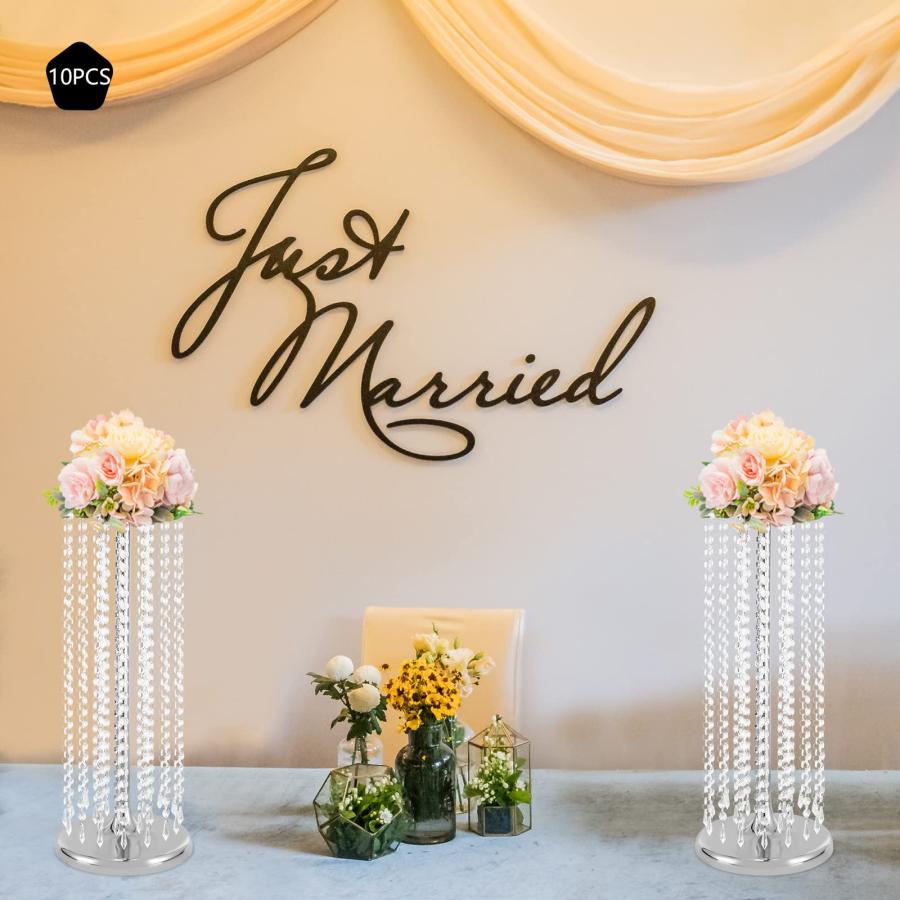【並行輸入品】10pcs Silver Vases for Centerpieces   23.6\" Wedding Centerpiecesの画像