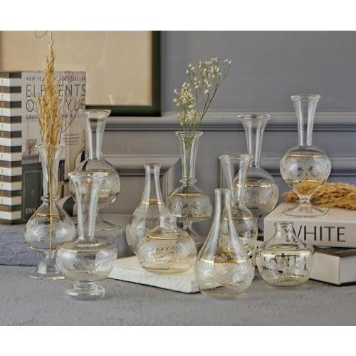 【並行輸入品】Glass Vase for flowers, clear glass vase set of 12, handmade glaの画像