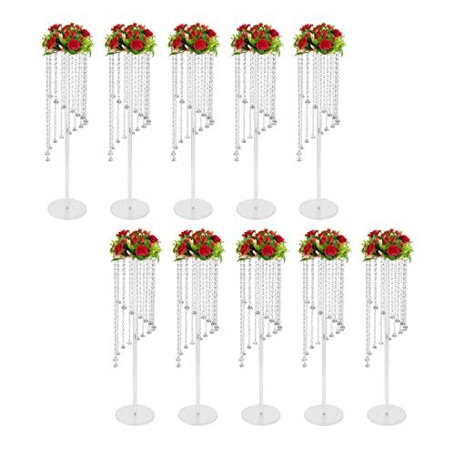 【並行輸入品】10 Pcs Acrylic Tall Vases for Centerpieces,Clear Flower Vases Weの画像
