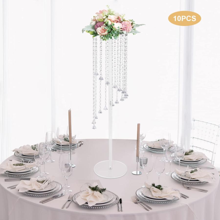 【並行輸入品】10 Pcs Acrylic Tall Vases for Centerpieces,Clear Flower Vases Weの画像