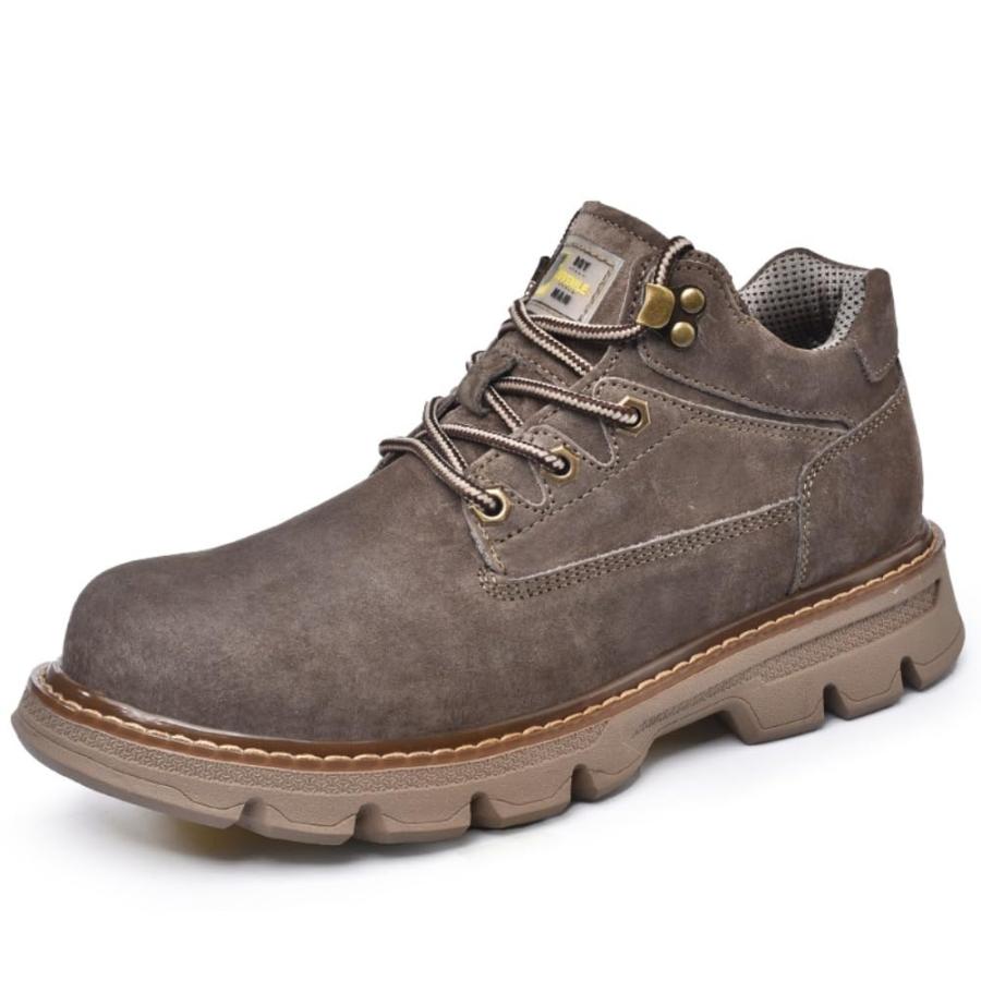 並行輸入品】Leather Mid Ankle Boots for Men Fashion Outdoor Sport