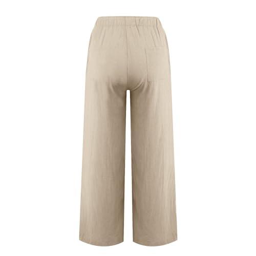 【並行輸入品】Baggy Linen Beach Pants Women Boho Drawstring High Waist Palazzo_7
