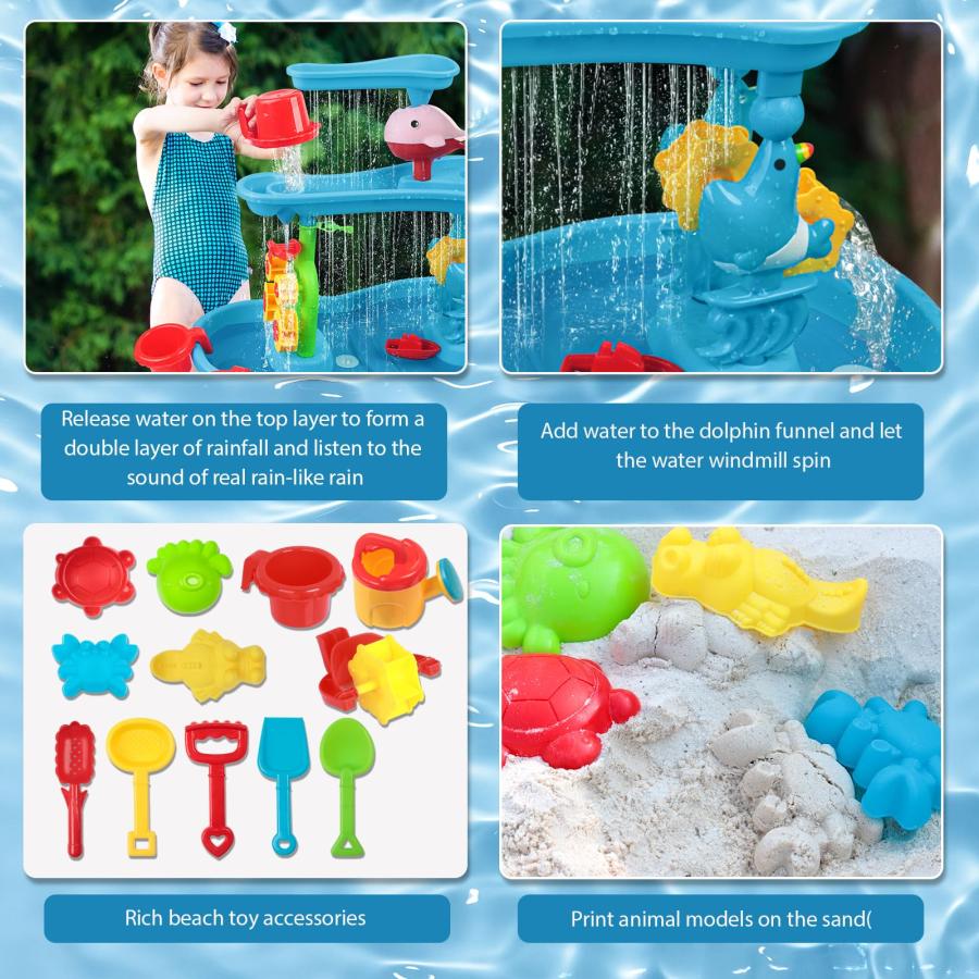 【並行輸入品】MUGEYMYD Water Table for Toddlers, 3 Tier Kids Sand and Water Taの画像
