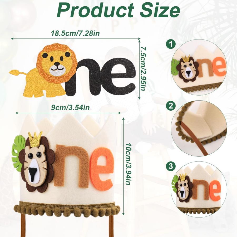 【並行輸入品】PEUTIER Lion Birthday Crown with Lion Cake Topper Insert， Adjust_3
