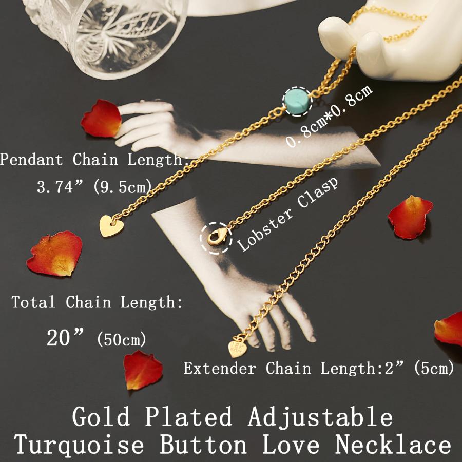 【並行輸入品】JWEIWENCAY 金メッキ 調節可能 Yネックレス， 金メッキ， ターコイズ JWEIWENCAY Dainty 18K Go_9