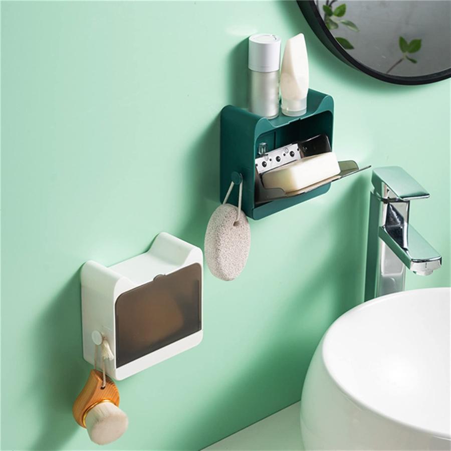 Shower Shelf Soap Dish Drain Bathroom Toilet Wall Mounted Soap R 並行輸入品｜allinone-d｜04