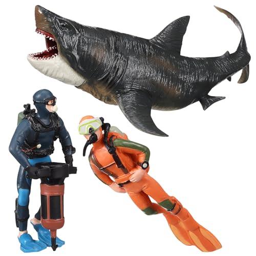 B×H サメ型フィギュアセット 並行輸入品】スキューバダイバーおもちゃ 海洋動物フィギュア