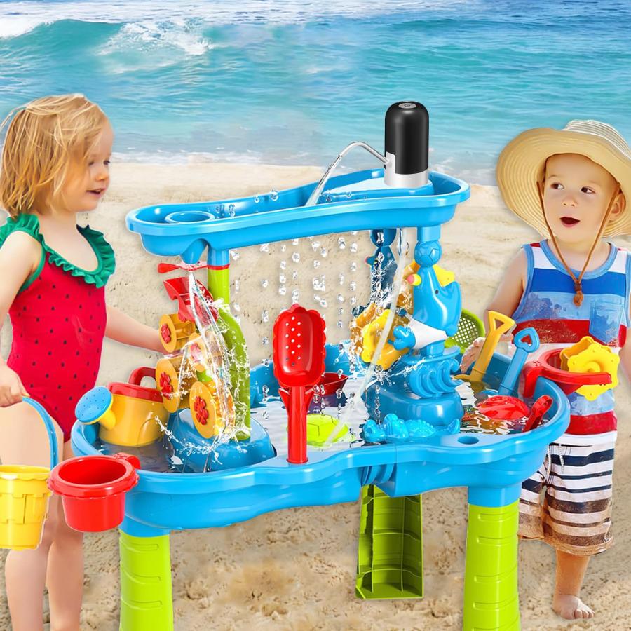【並行輸入品】BUAEL ウォータープレイテーブルポンプ 自動給水装置 子供用サマーウォーターポータブルポンプ 2時間ノンストップで楽しめる |  | 06