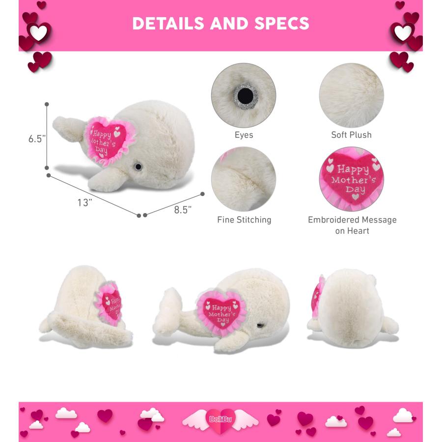 【並行輸入品】DolliBu Happy Mother's Day Super Soft Plush White Whale Large |  | 06