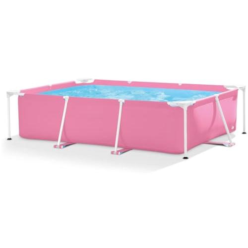 【並行輸入品】Pink Rectangular Steel Frame Swimming Pool LQ17150_1