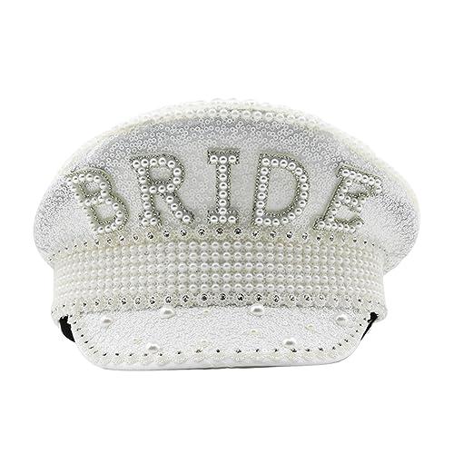 【並行輸入品】Lawnrden Bride Hat Unique Dazzling Hen Party Hat White Bride Cap_1