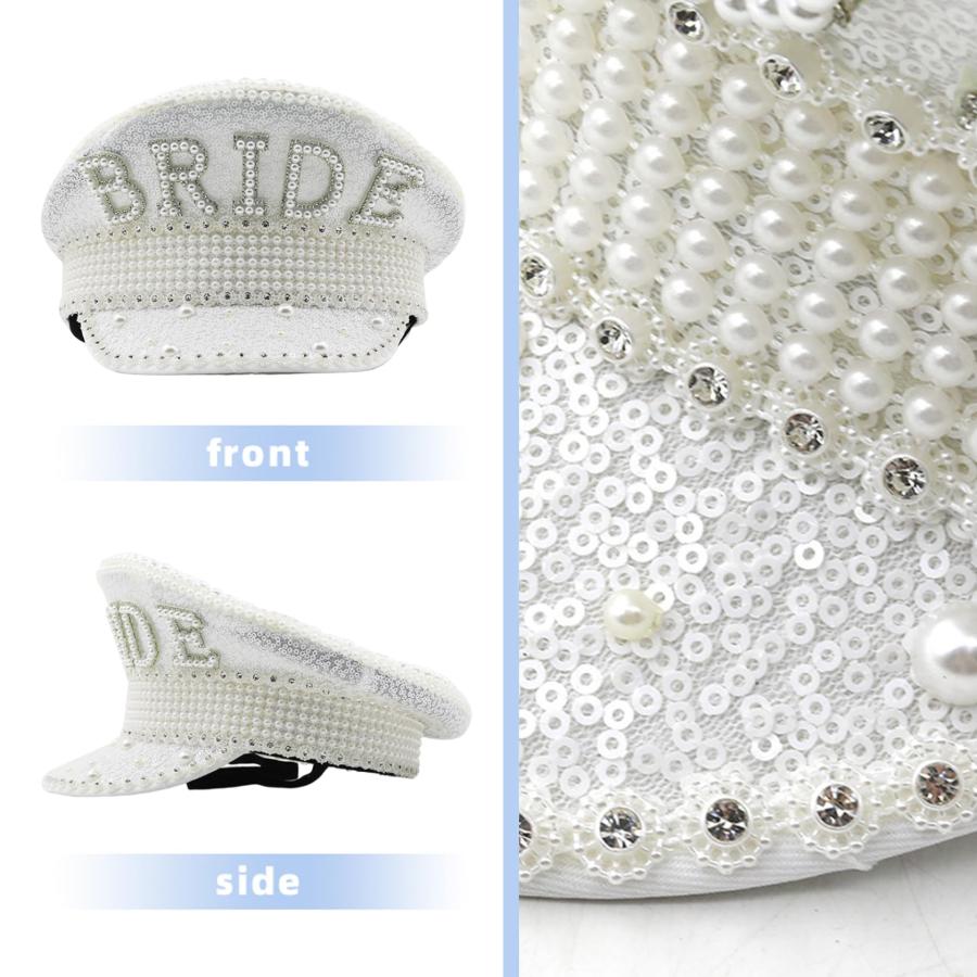 【並行輸入品】Lawnrden Bride Hat Unique Dazzling Hen Party Hat White Bride Cap_3