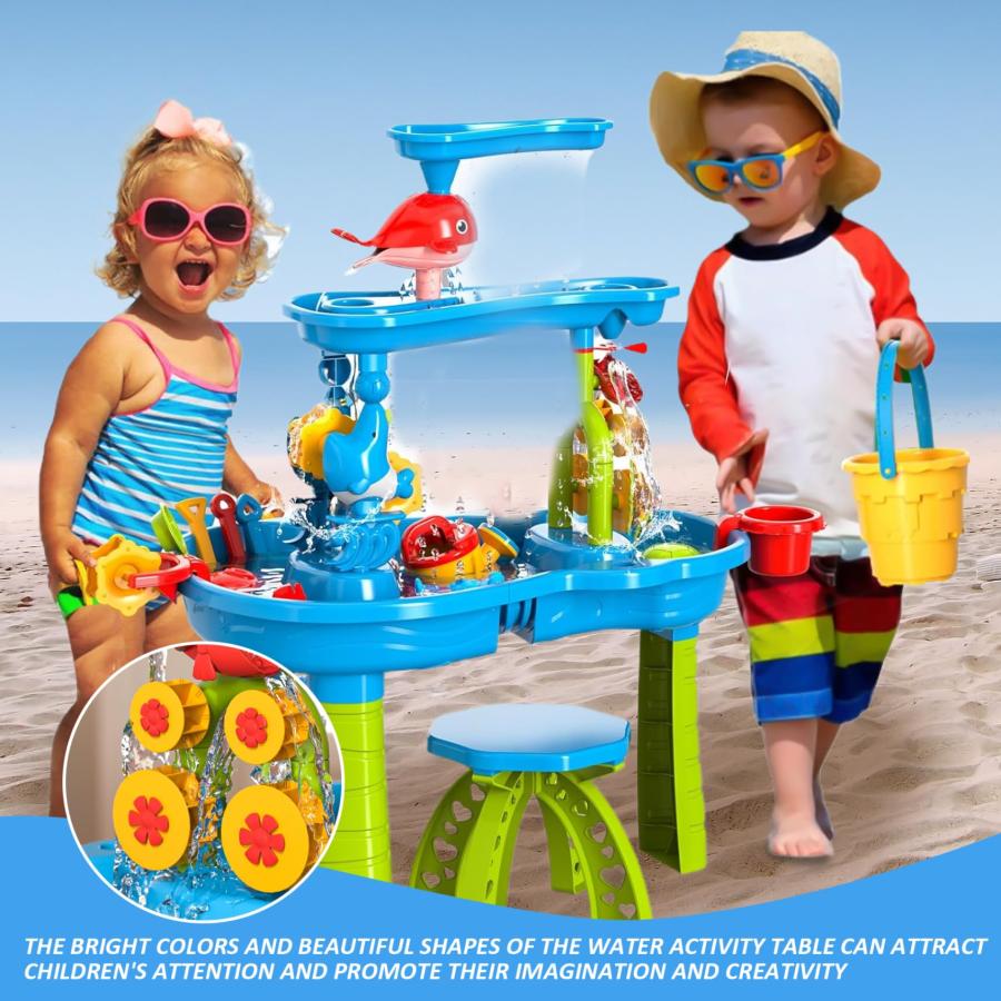 【並行輸入品】eurNhrN Water Table for Kids 1 Set 3 Tier Spacious Sensory Tableの画像