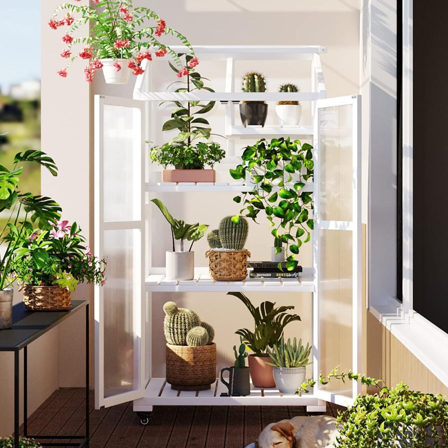 【並行輸入品】 Harper & Bright Designs 62 inch Height Wood Large Greenhouse Bal
