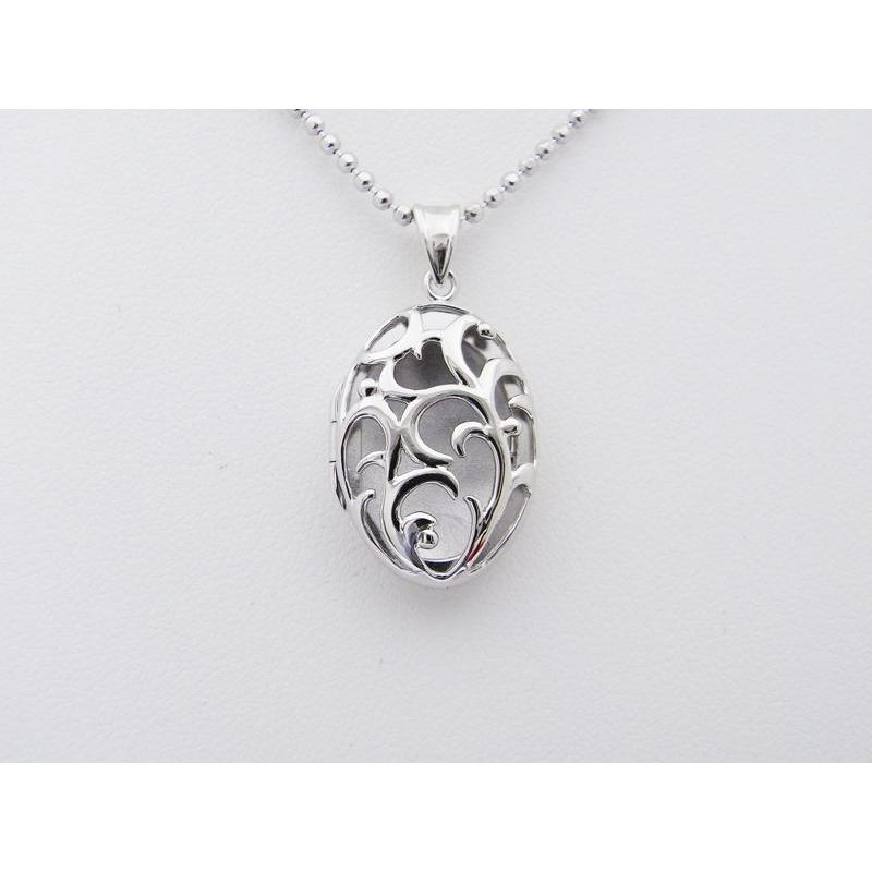 ロケットペンダント ペンダント トップ シルバー 小判型　片面ヴァイン 