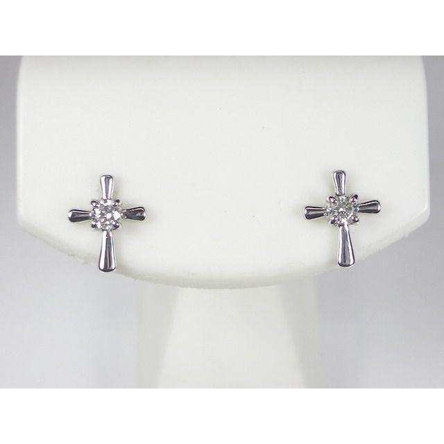 K18wg ホワイトゴールドダイヤモンド クロス ピアス Blusquare Org