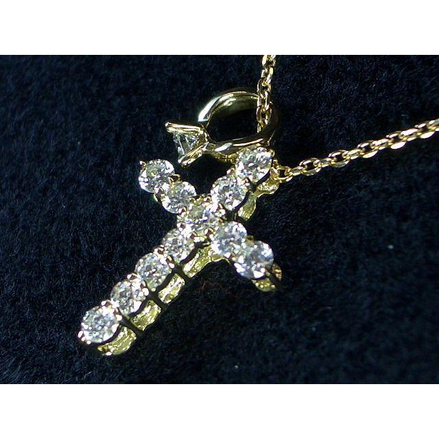 K18YG イエローゴールドダイヤモンド クロス ペンダント ネックレス｜alljewelry｜03