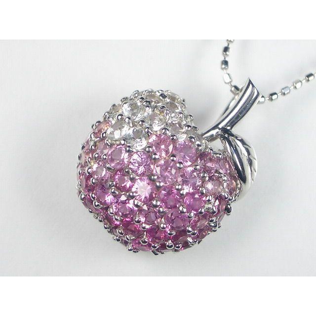 K18WG ピンクサファイア 0.15 ルビー0.15 ペンダントネックレス K18WG ピンクサファイア 0.15 ルビー0.15 ペンダントネックレス レディース