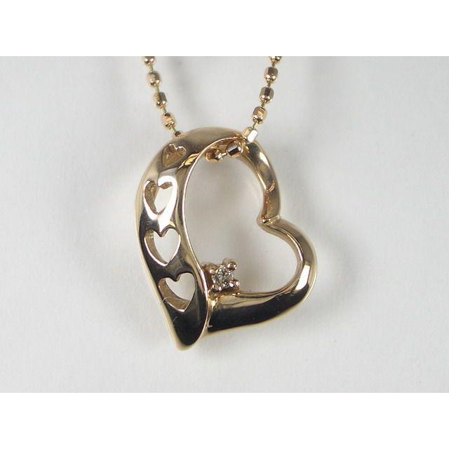 K18PGダイヤハート ペンダント ネックレス