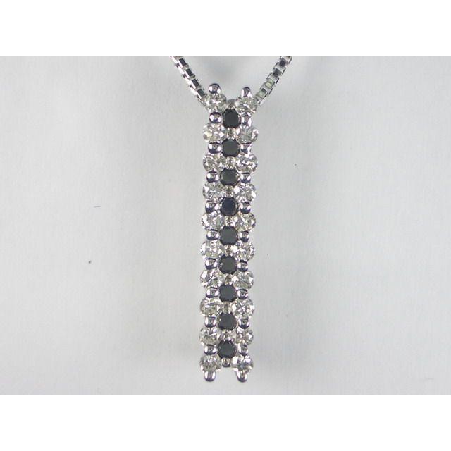 K18WG オニキス ダイヤ ティアドロップ型ペンダント ネックレス