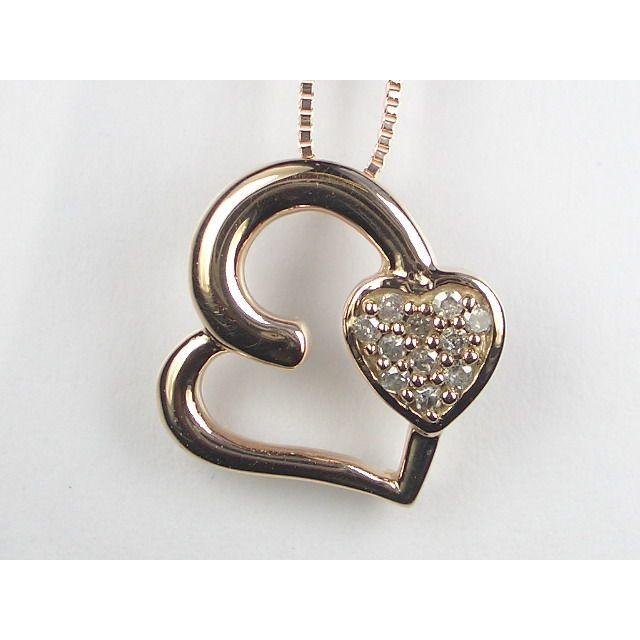 K10PGダイヤハート ペンダント ネックレス