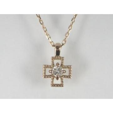 K18PG　ピンクゴールドダイヤモンド クロス ペンダント ネックレス｜alljewelry