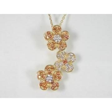 K18YG イエローゴールドオレンジサファイア／ダイヤ ペンダント ネックレス｜alljewelry
