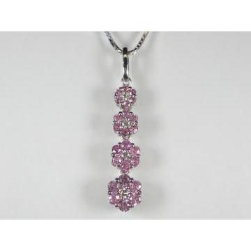 K18WG ホワイトゴールドピンクサファイア/ダイヤ ペンダント ネックレス｜alljewelry