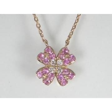 K18PG　ピンクゴールドピンクサファイア／ダイヤフラワー ペンダント ネックレス｜alljewelry
