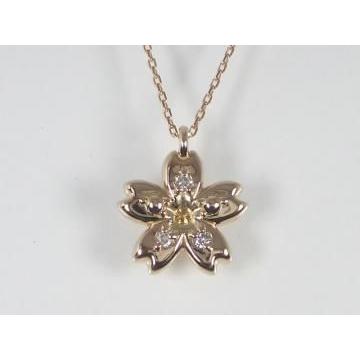 K18PG　ピンクゴールドダイヤモンド フラワー ペンダント ネックレス｜alljewelry