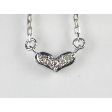 K10WG ホワイトゴールドダイヤモンド ハート ペンダント ネックレス