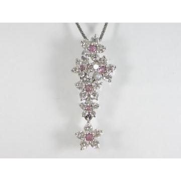 K18WG ホワイトゴールドダイヤモンド／ピンクサファイア ペンダント ネックレス｜alljewelry