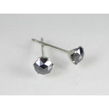 Ptブラックダイヤ ピアス (ローズカット)　0.30ct