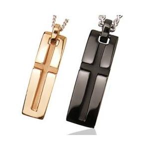 with me　スリットクロス ネックレス （PinkGold・Blackコーティング）｜alljewelry