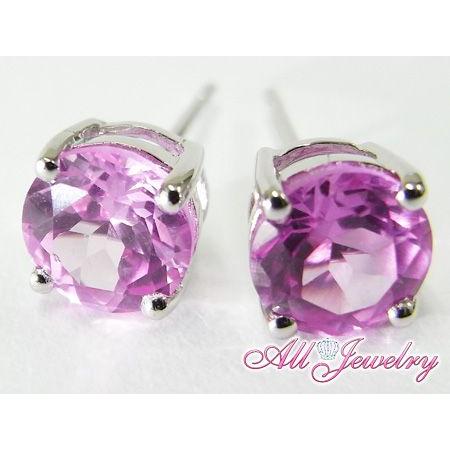 Lab ピンクサファイア・6mm一粒 ピアス （Lab Pink Sapphire Pierce）【即納】｜alljewelry