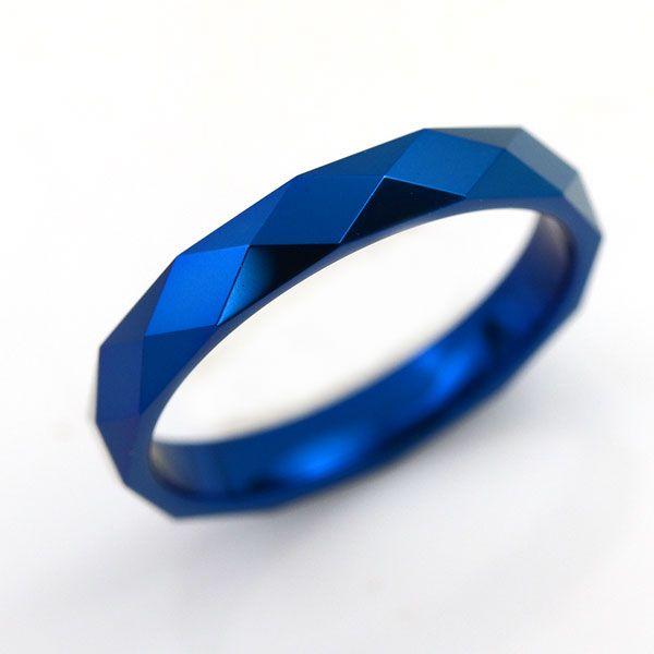 タングステン リング 3.0mm幅 1列カット ブルー【即納】｜alljewelry｜01