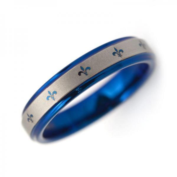 タングステン リング フレアマーク 4mm ブルー【即納】｜alljewelry