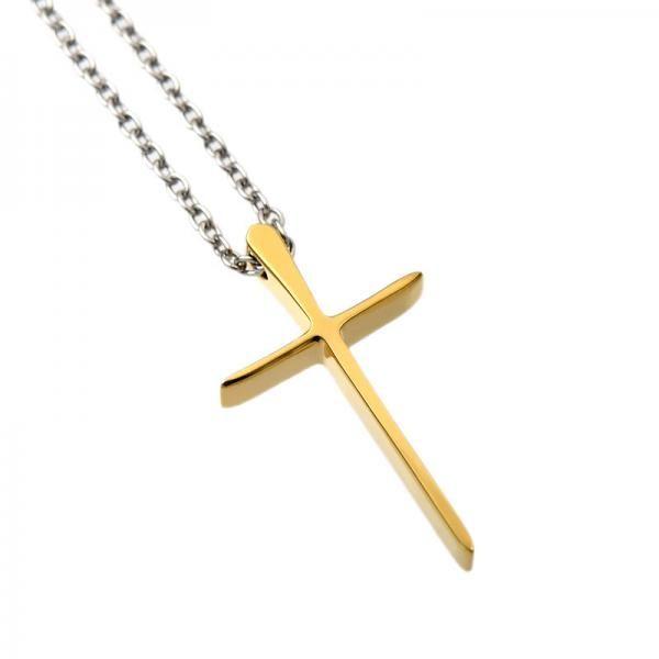 ステンレス シンプルクロス ペンダント トップ 小 イエロー【即納】 |  | 01