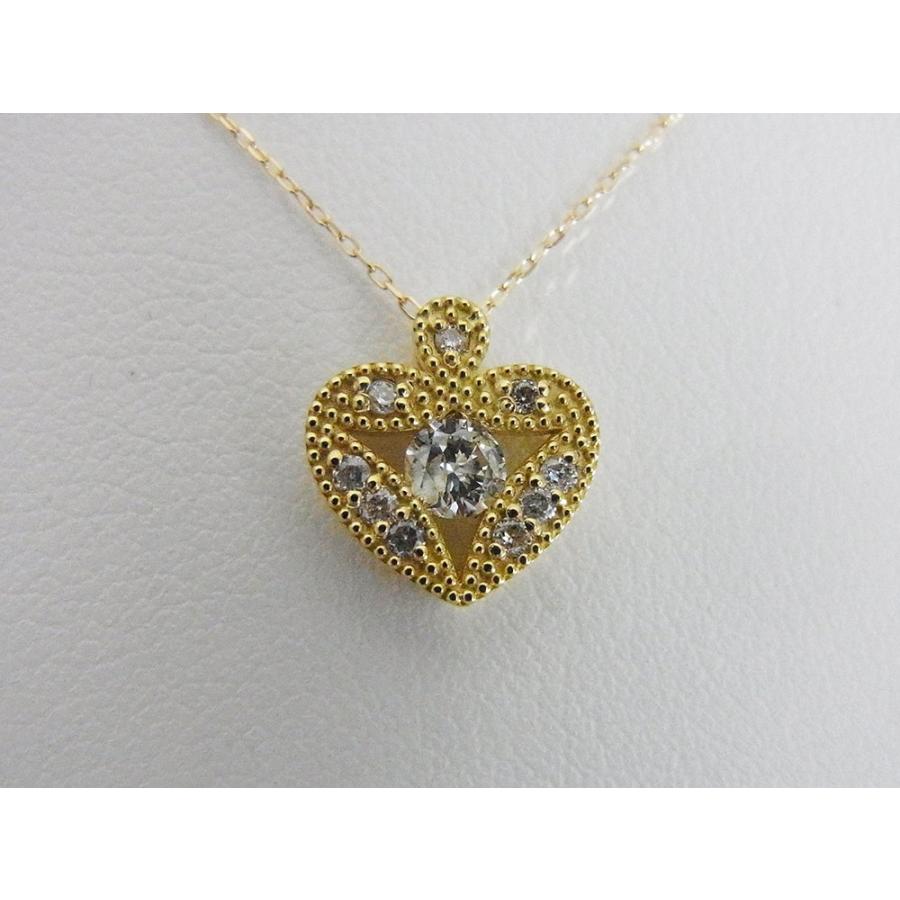 K18 0.20ctダイヤ　ハート型ペンダントネックレス｜alljewelry