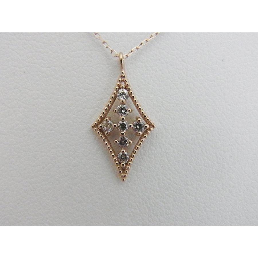 K18PG 0.10ctダイヤ　菱型ペンダントネックレス｜alljewelry